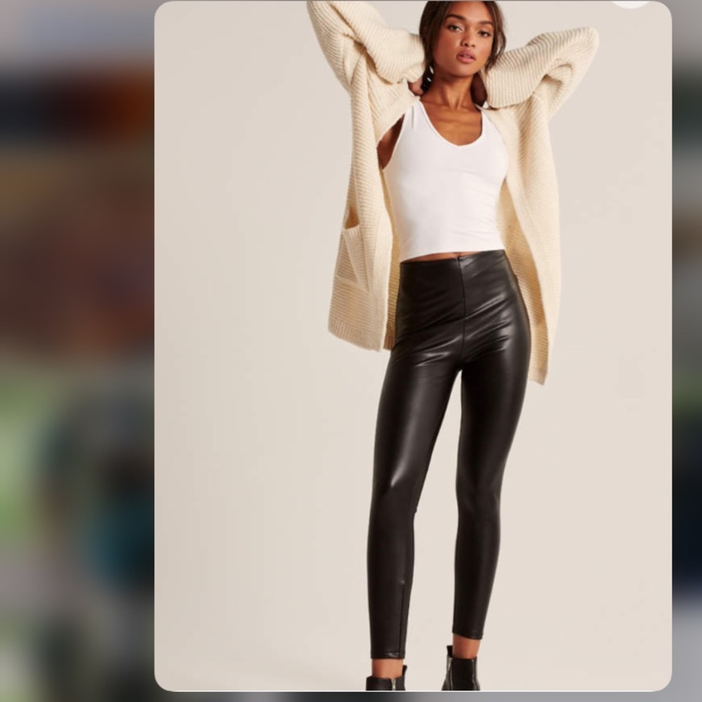 Abercrombie & Fitch Vegan Leather Leggings - Black